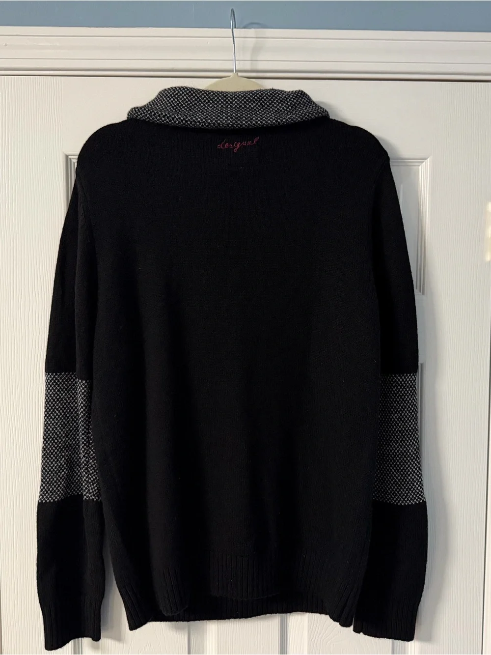 Desigual Black and Gray Zip Funnel-Neck Men's Sweater